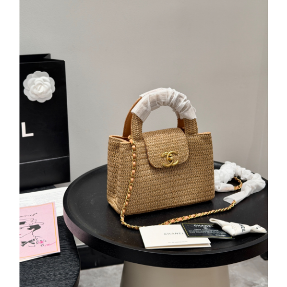 Chanel new raffia woven Kelly 23k handbag